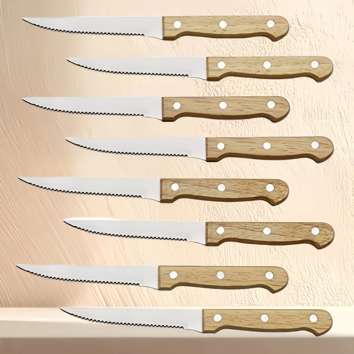 Premium Steak Knife Set – Serrated Steel & Wood Handle | 4/6/8pc Steak Knife Set Axl