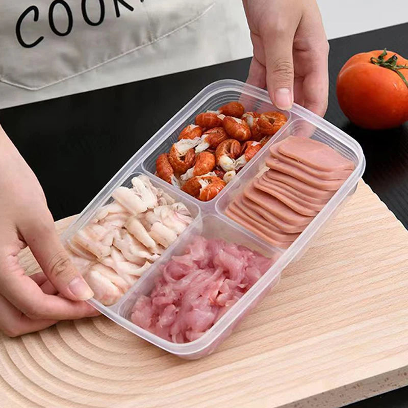 4-Grid Clear Fridge Organizer Box | Compartment Food Storage Food Storage Container Axl