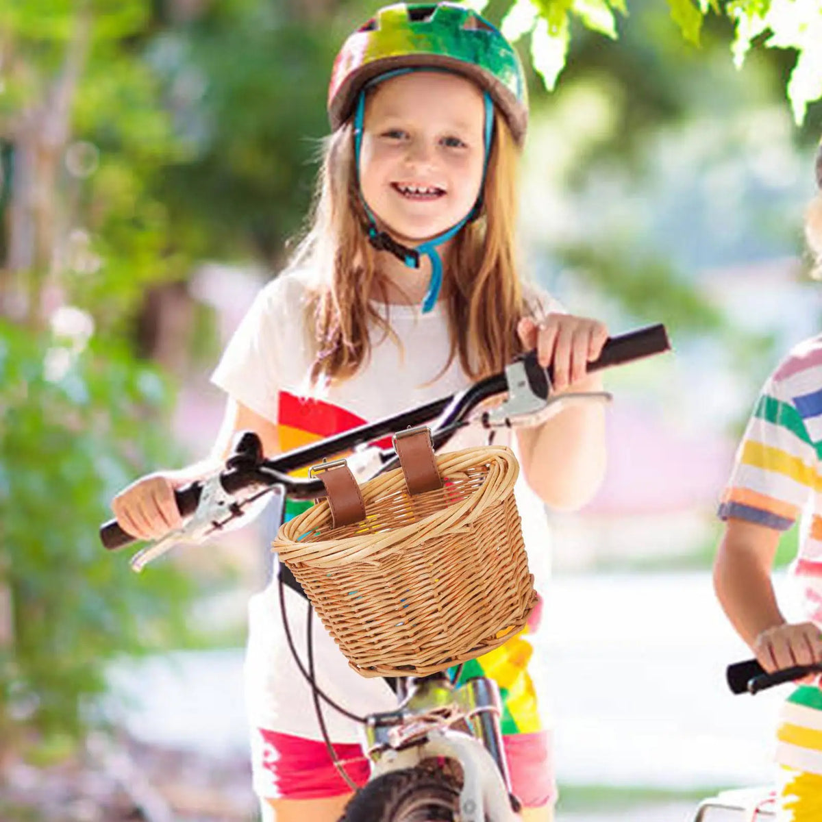 Wicker Rattan Kids Bike Basket – Handlebar Bicycle Storage Kids Bike Basket Axl