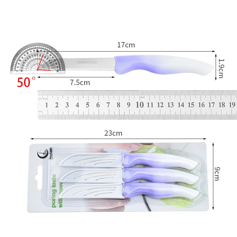 Gradient 4-Color Paring Knife Set with Blade Sleeves Paring Knife Set Axl