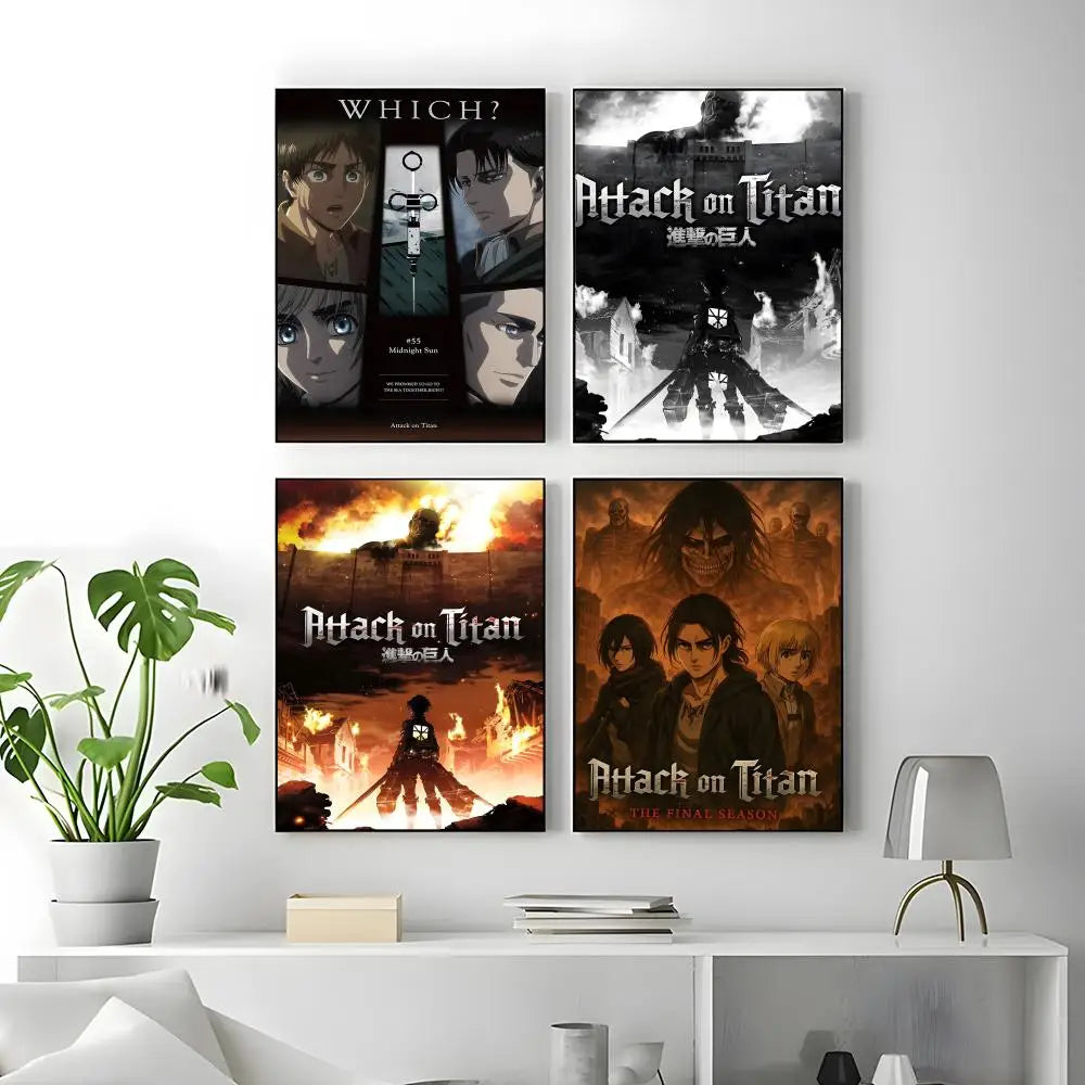 Attack on Titan Anime Poster – Self-Adhesive Waterproof Wall Sticker Anime Wall Poster Axl