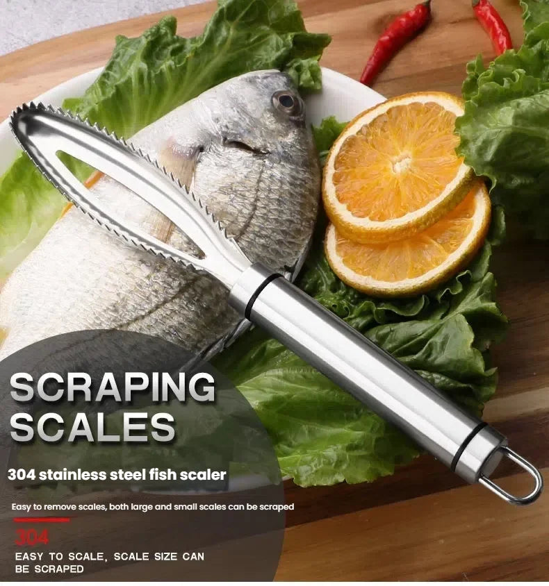 Stainless Steel Fish Scaler & Bone Tweezers Kitchen Tool Set Fish Cleaning Tool Axl