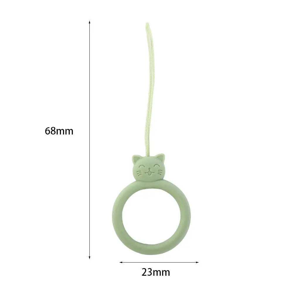 Cute Cat Silicone Finger Ring Lanyard – Anti-Lost Phone Pendant Phone Ring Lanyard Axl