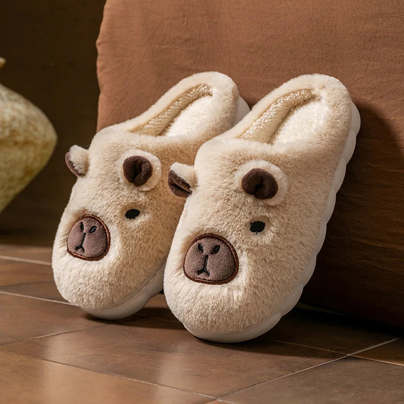 Women's Cute Cartoon Fur Slippers – Warm Non-Slip Indoor Slides Women's Fur Slippers Axl Khaki 36-37