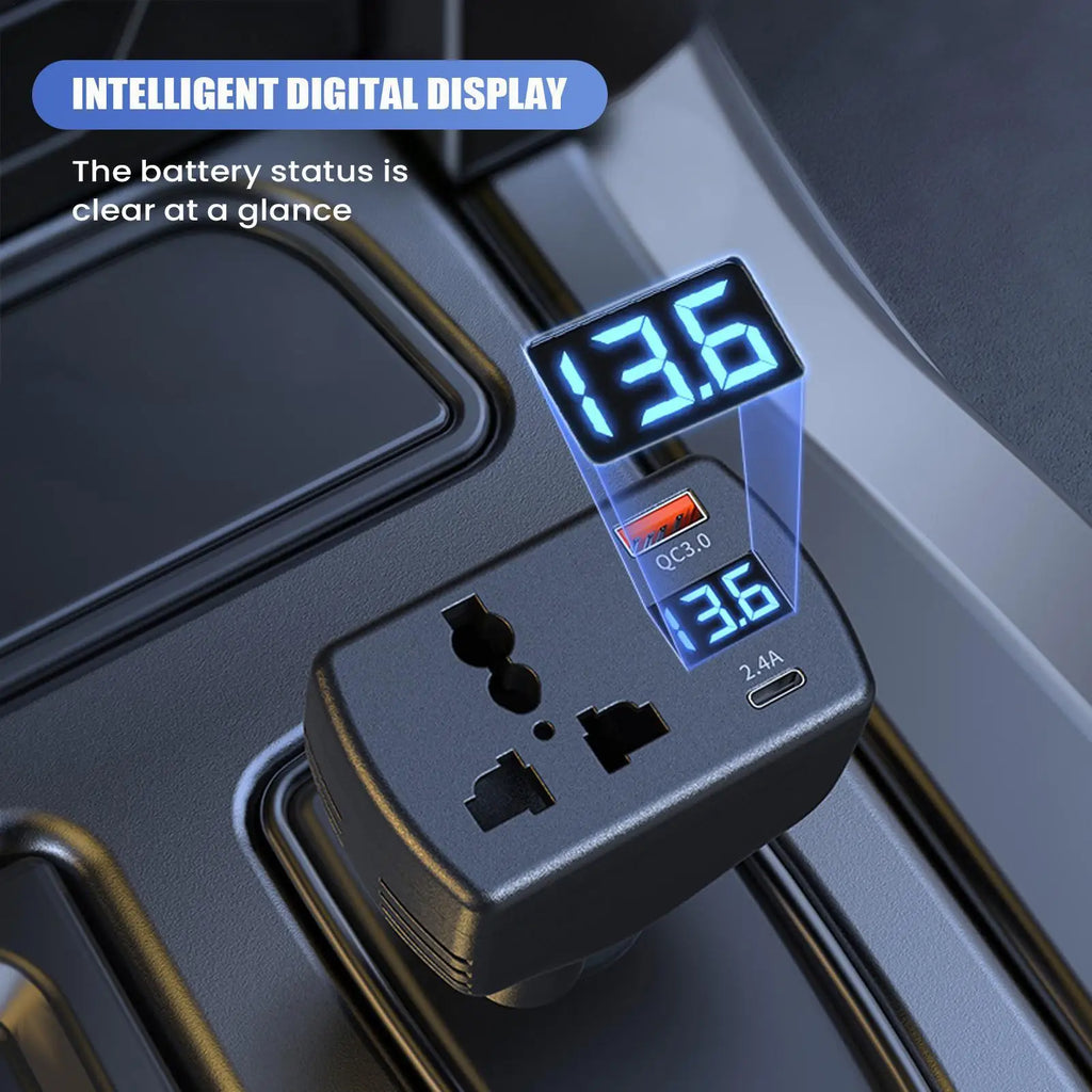 150W Car Power Inverter 12V to 220V | USB-C & Digital Display Car Power Inverter Axl
