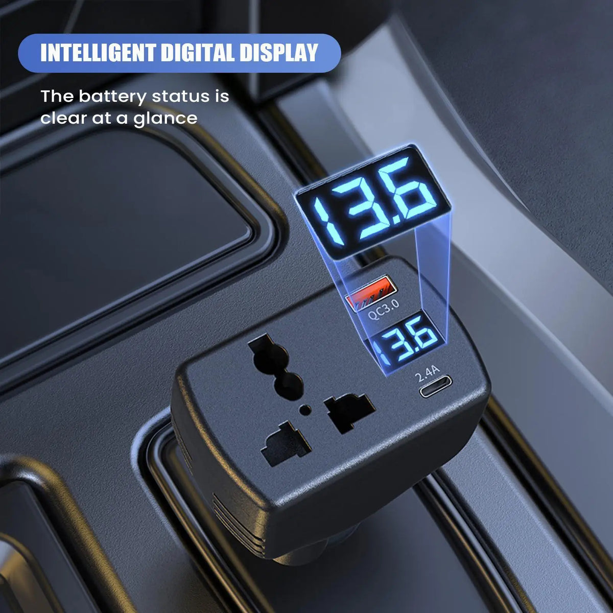150W Car Power Inverter 12V to 220V | USB-C & Digital Display Car Power Inverter Axl
