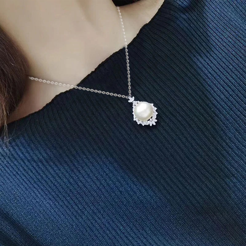 Huitan Flower Imitation Pearl Pendant Necklace | Women's Fashion Pearl Pendant Necklace Axl
