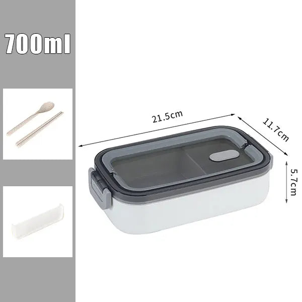 Stackable Bento Lunch Box with Handle, Spoon & Chopsticks Bento Lunch Box Axl 1 Layer White