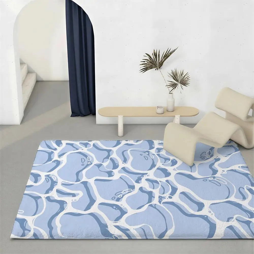 Water Ripples Flannel Floor Mat – Non-Slip Soft Indoor Rug Indoor Floor Rug Axl White3 40x60cm