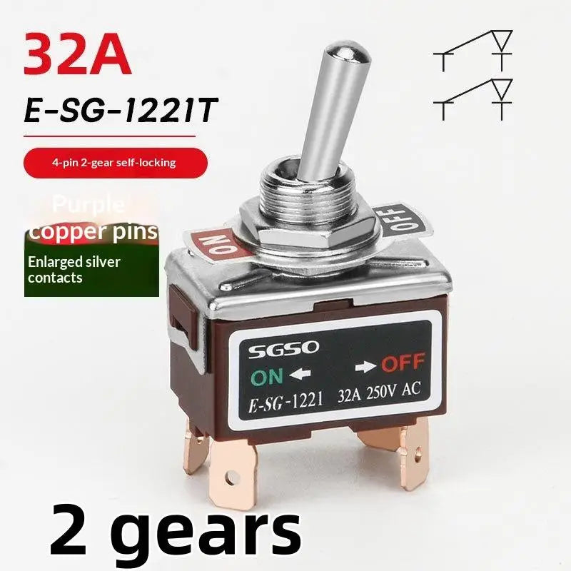 E-SG Self-Locking Rocker Toggle Switch 32A 250VAC 2/3/4/6 Pin Rocker Toggle Switch Axl 1221T 4Pin