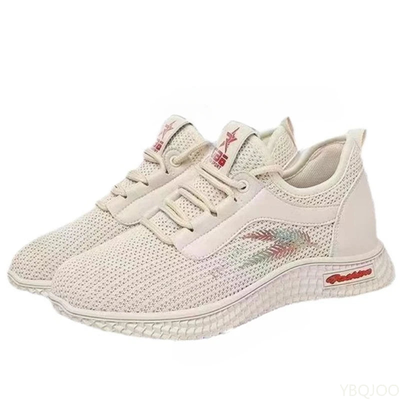 YBQJOO Women's Breathable Mesh Casual Sneakers – Soft Flat Shoes Women's Casual Sneakers Axl