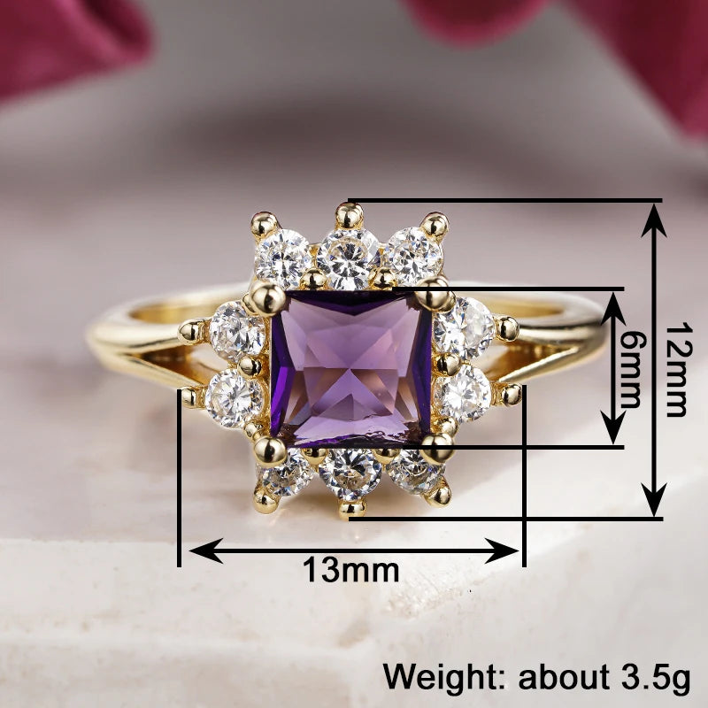 Huitan Purple Cubic Zirconia Ring – Women's Wedding Band Fashion Ring Axl