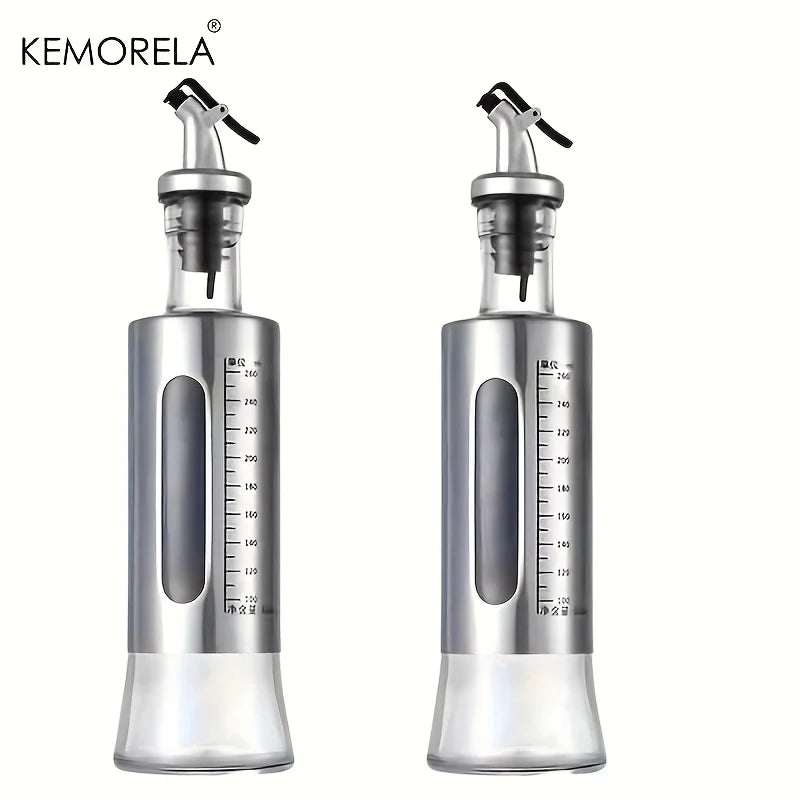 KEMORELA Glass Olive Oil Dispenser Bottle with Switch & Scale Oil Dispenser Bottle Axl 2PCS M