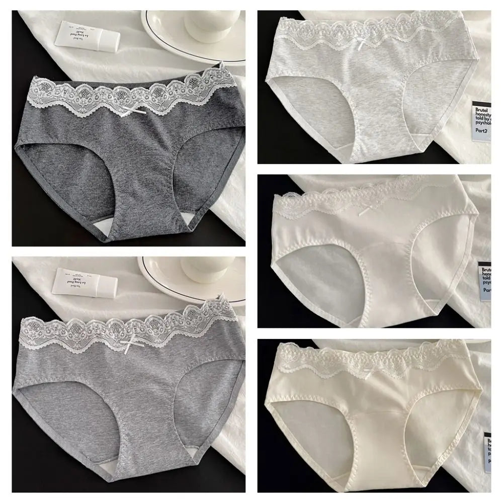 Women's Soft Floral Lace Bow Briefs – Comfortable Panties M–XL Lace Briefs Axl