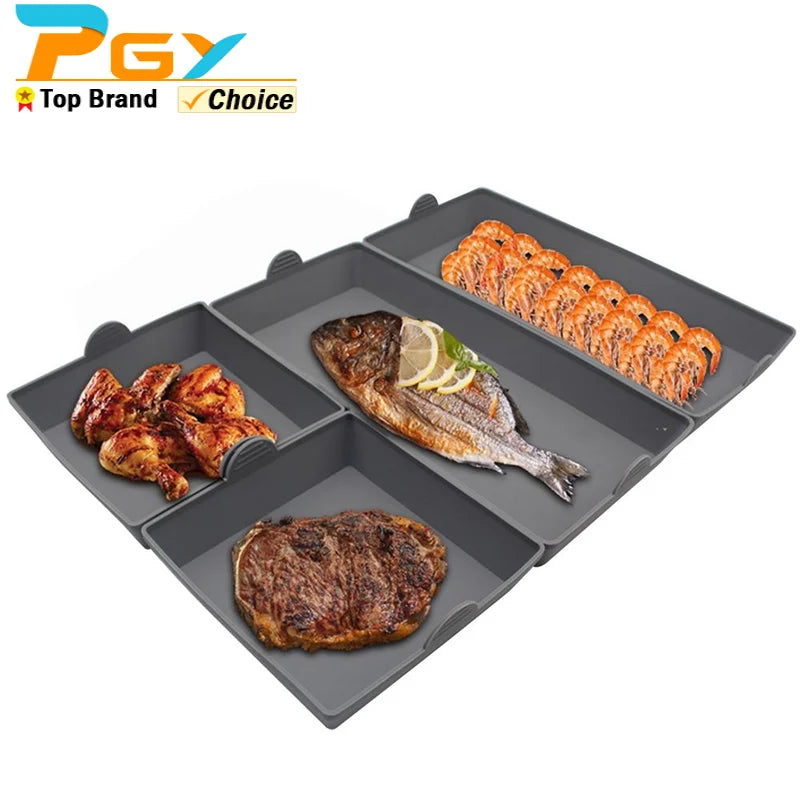 Silicone Air Fryer Baking Pan with Dividers | Nonstick Reusable Silicone Baking Pan Axl