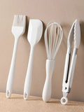 4-Piece Silicone Baking Set – Spatula, Whisk, Brush & Clip Silicone Baking Set Axl WHITE