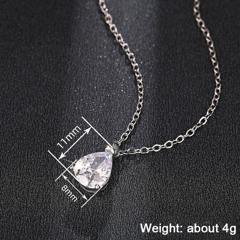 Huitan Waterdrop CZ Pendant Necklace – Women's Minimalist Jewelry Pendant Necklace Axl