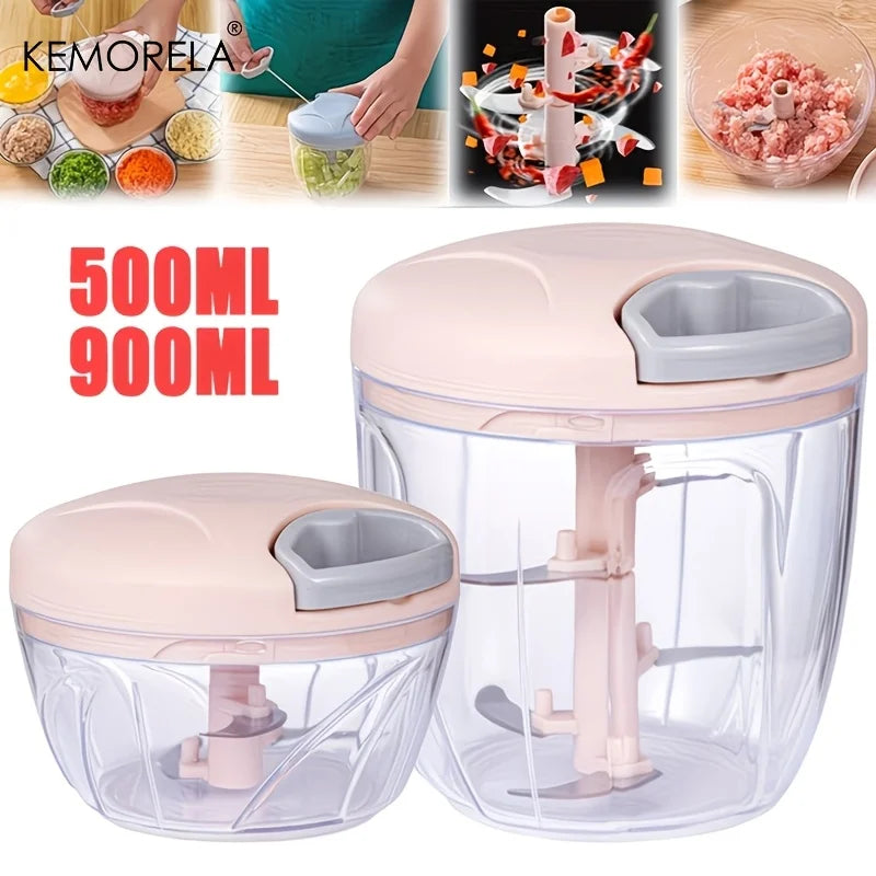 KEMORELA Manual Vegetable Chopper – Garlic & Onion Mincer 500/900ML Manual Food Chopper Axl