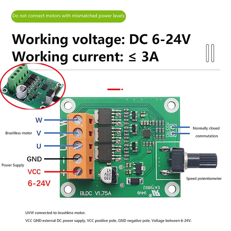 DC Brushless Motor Control Board 6V 12V 24V Speed Governor DIY Motor Control Board Axl Default Title