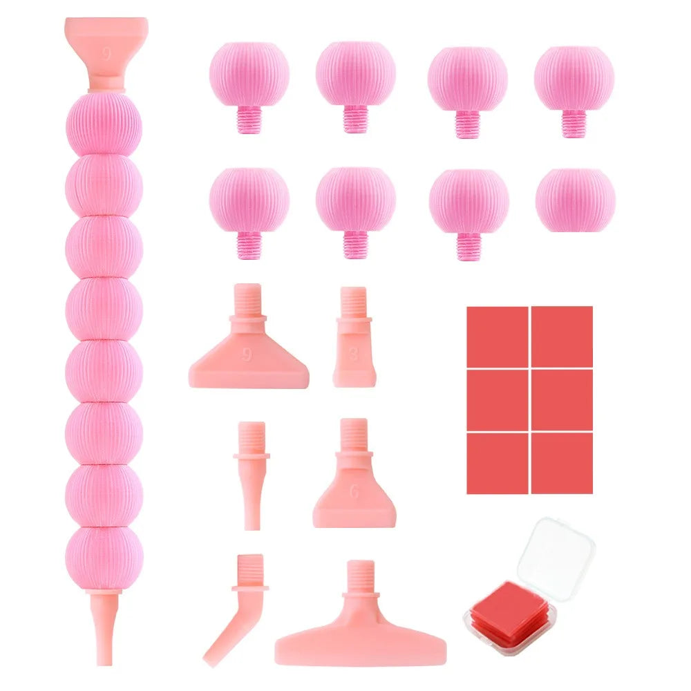 5D Diamond Painting Pen Kit – 12 Pen Tips & Clay Included Diamond Painting Tool Axl Pink-6Tips