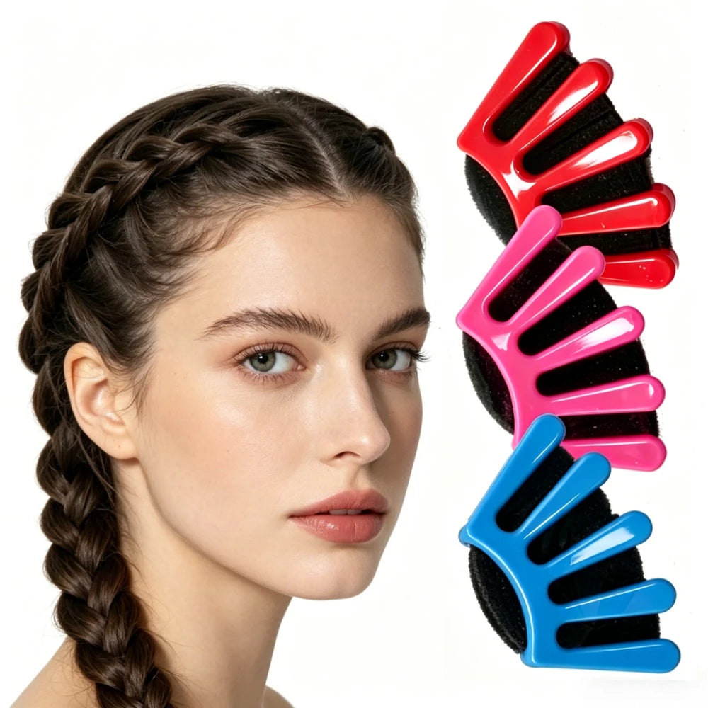 3-Piece Hair Styling Set – Bun Maker & Braiding Tools for Women Hair Styling Set Axl 3pcs blue pink red