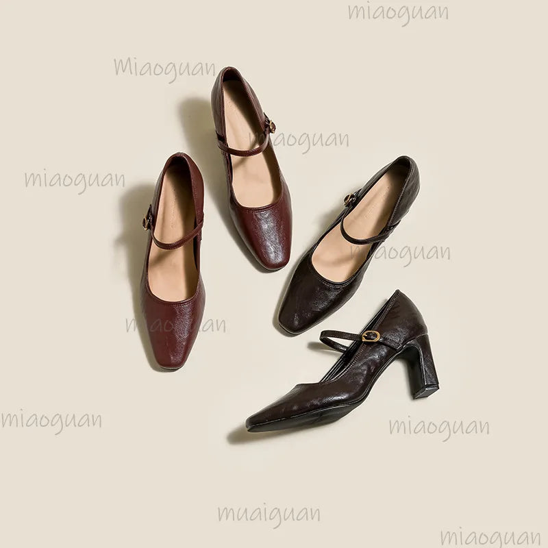 Women's Mary Jane Pumps – Square Heel Buckle Strap Heels Mary Jane Pumps Axl