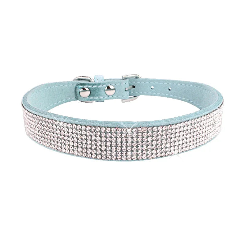 Rhinestone Crystal Dog Collar – Bling Pet Collar for Small Dogs Rhinestone Pet Collar Axl light blue L