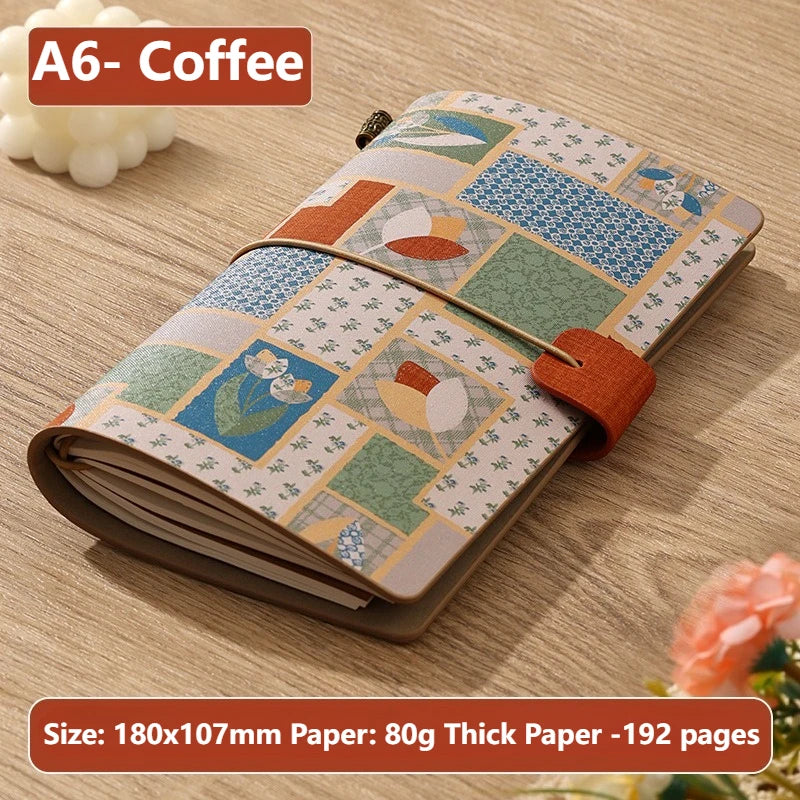 A6 Vintage Flower Travel Notebook – Diary, Planner & Journal Travel Journal Notebook Axl Coffee 1pc