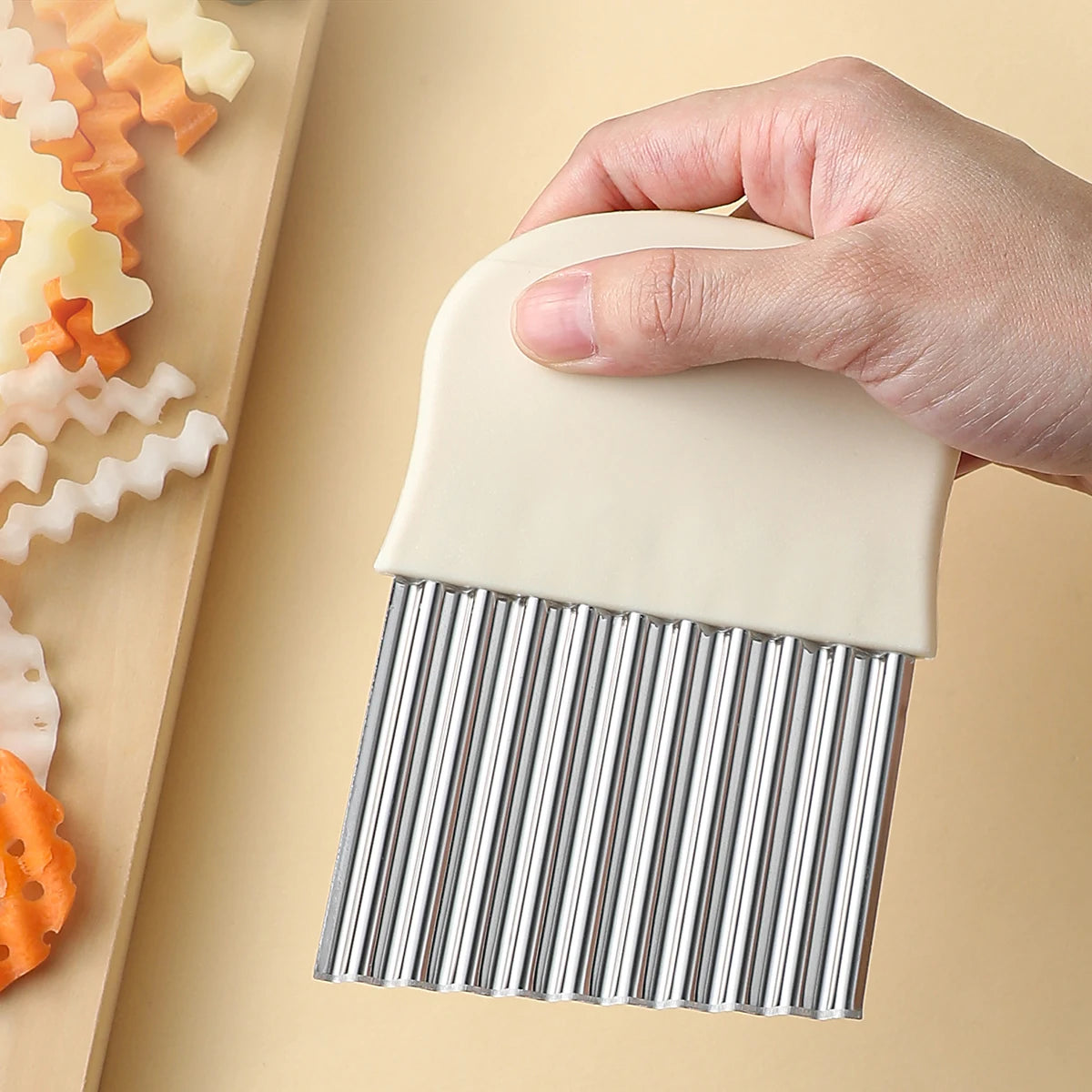 Stainless Steel Wavy Crinkle Cut Knife – Vegetable & Potato Slicer Vegetable Slicer Knife Axl 1pcs