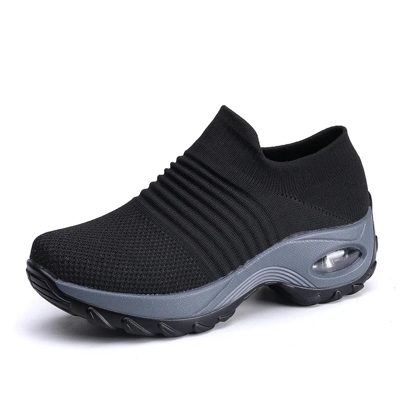 Women's Mesh Slip-On Sneakers | Breathable Thick Sole Shoes Women's Sneakers Axl BlackGray 41