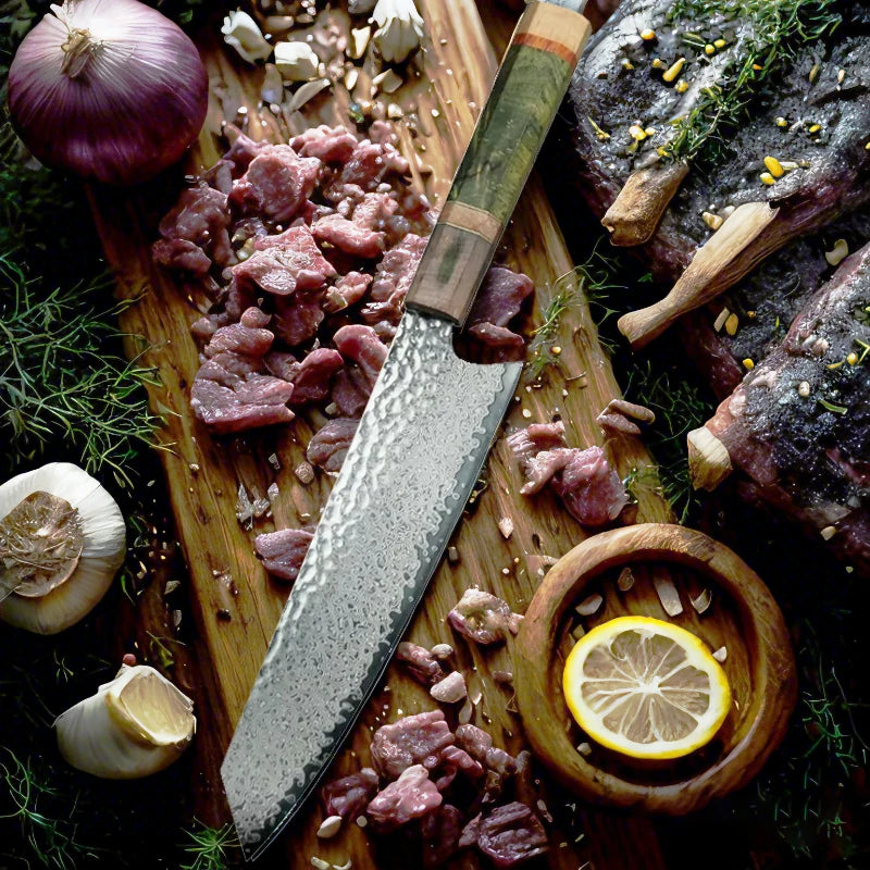 8-Inch Damascus Steel Chef's Knife – Japanese-Style Wood Handle Chef's Knife Axl