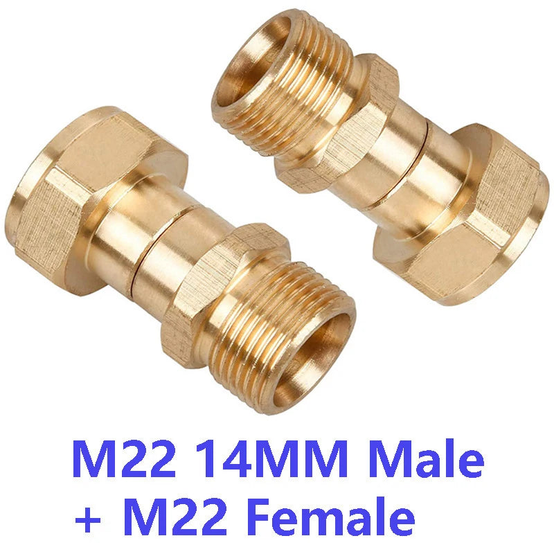 M22 14mm Brass Pressure Washer Swivel Joint Connector 360° Hose Swivel Connector Axl