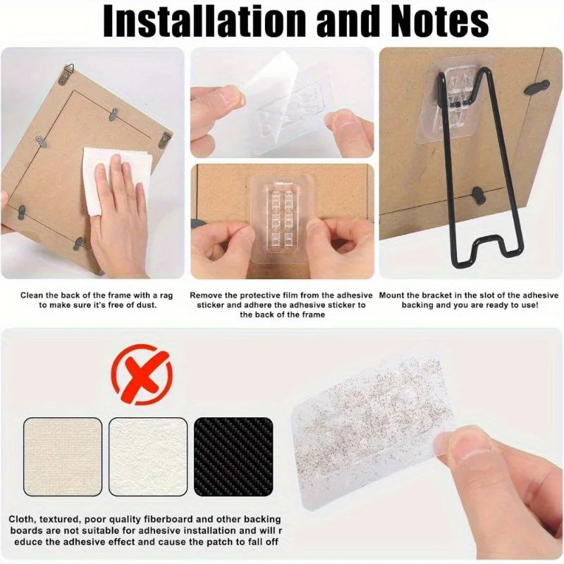 5-Pack Adjustable Black Metal Easel Brackets for Picture Frames Picture Frame Easels Axl