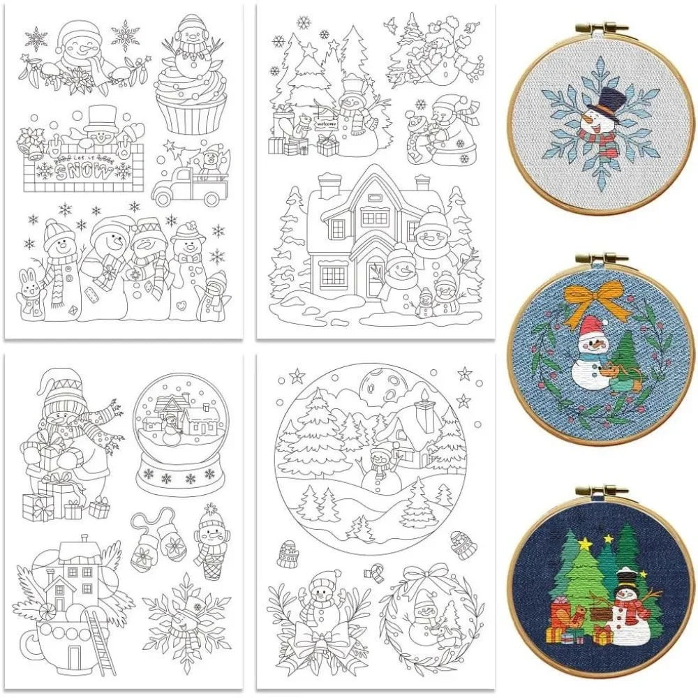 Water Soluble Embroidery Patterns – 4 Sheets, 21 Christmas Designs Embroidery Pattern Kit Axl