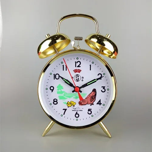 Vintage Mechanical Bell Alarm Clock – Retro Metal Bedside Clock Alarm Clock Axl 17X12CM