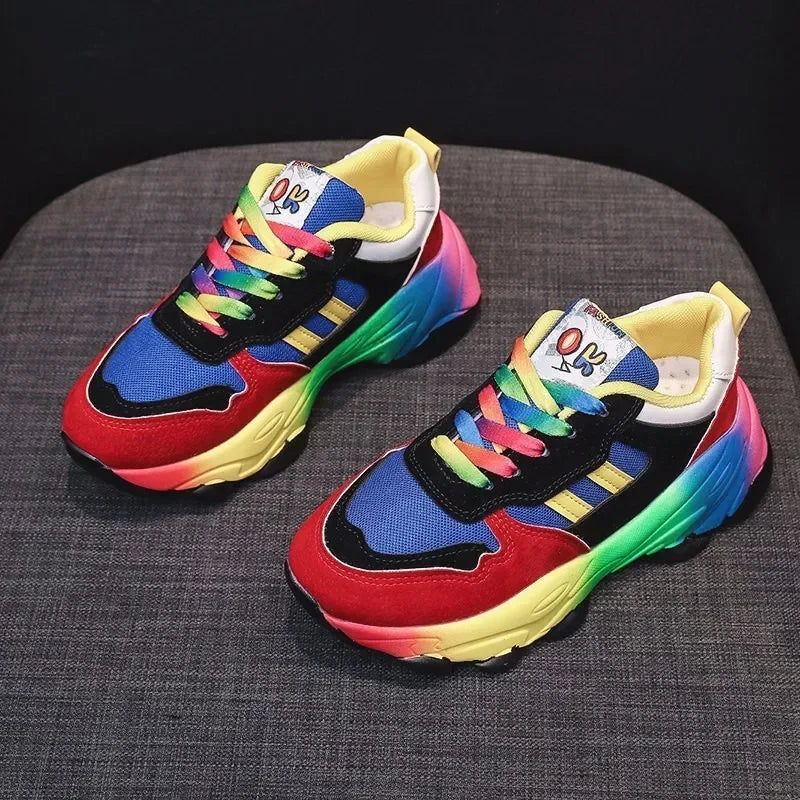 Women's Multicolor Platform Sneakers – Lightweight Mesh Shoes Platform Sneakers Axl Blue 37