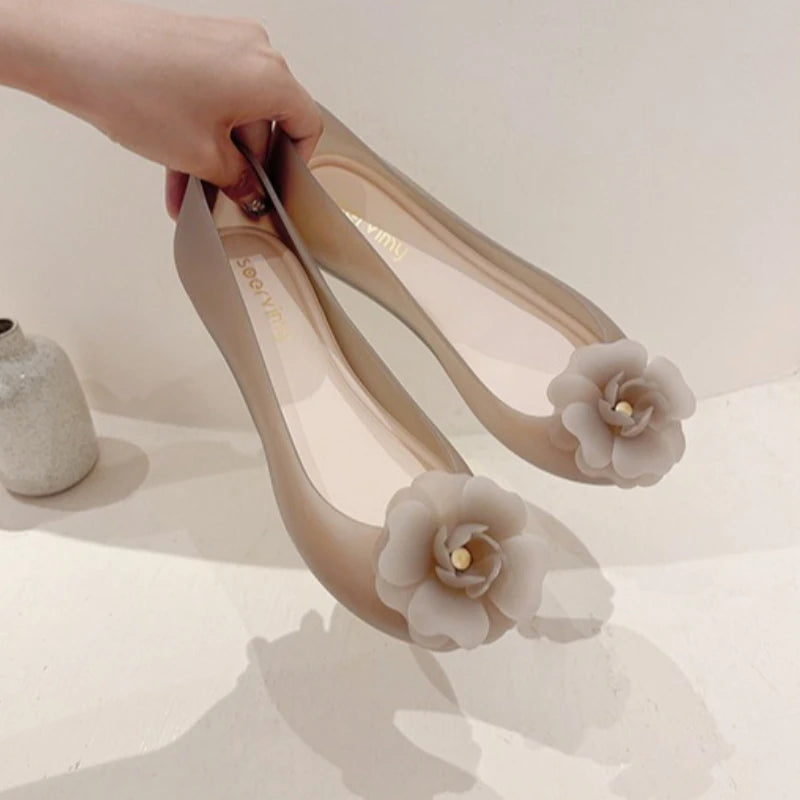 Women's Floral Jelly Flat Sandals – Soft Slip-On Beach Shoes Jelly Flat Sandals Axl
