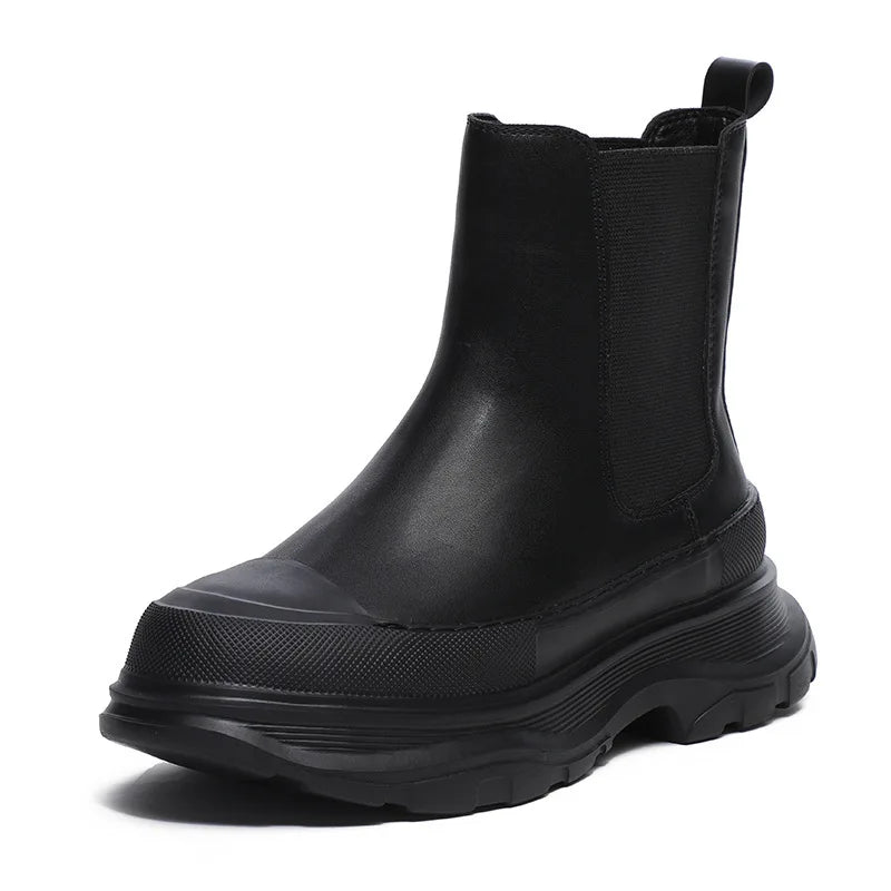 Women's Chelsea Platform Wedge Boots – Thick Sole Zip-Up Platform Wedge Boots Axl Black short tube 41