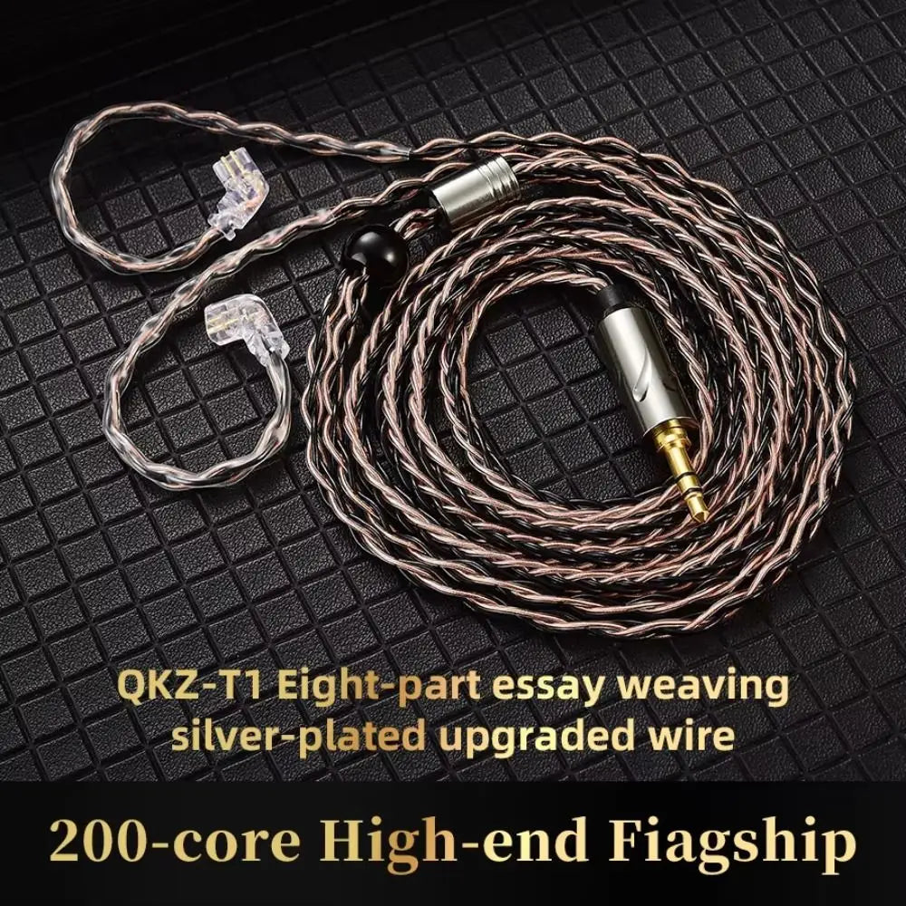 QKZ T1 Silver Plated Earphone Upgrade Cable 8-Strand 2Pin Earphone Upgrade Cable Axl