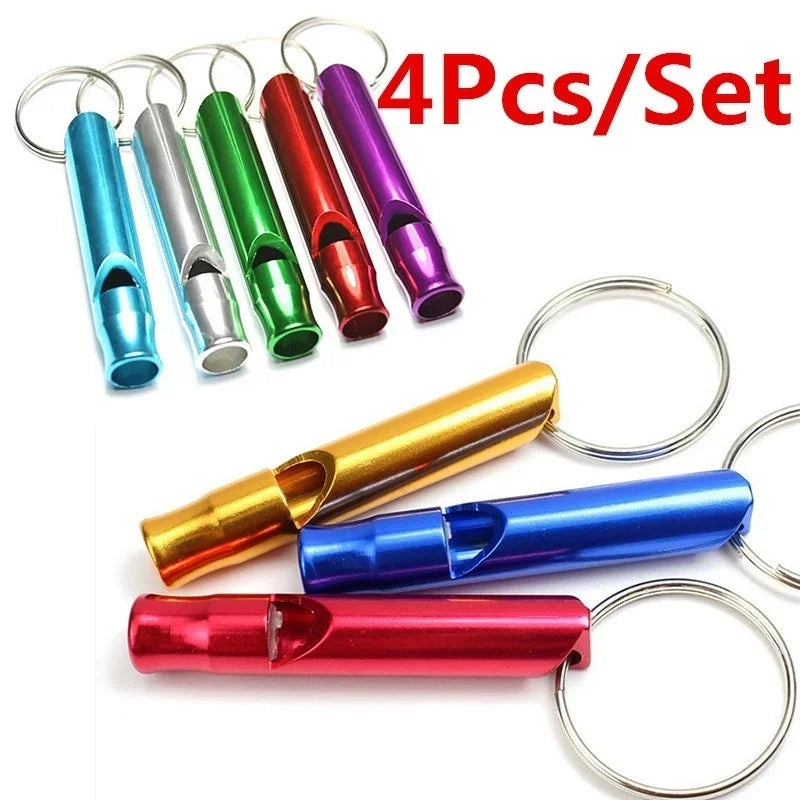 4-Pack Aluminum Alloy Safety Whistle Keychain – Camping & Survival Survival Whistle Keychain Axl MULTI