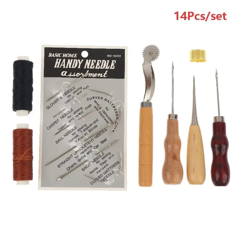 Leather Hand Sewing Kit – DIY Stitching Tools for Craft & Repair Leather Sewing Kit Axl 14Pcs