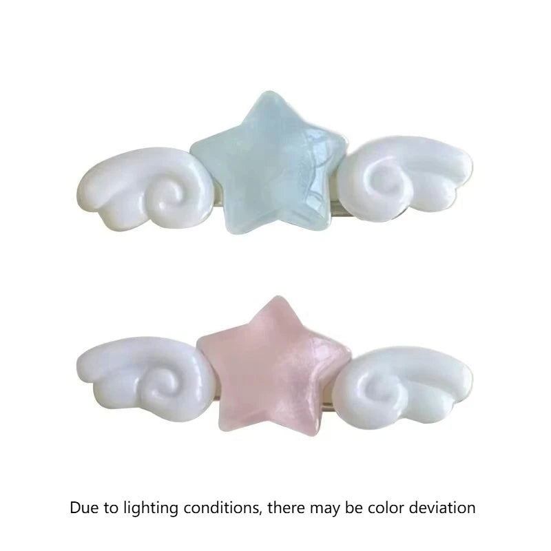Star Wing Hair Clips for Girls – 2PCS Acrylic Barrettes Hair Barrettes Axl pink-blue-2pcs