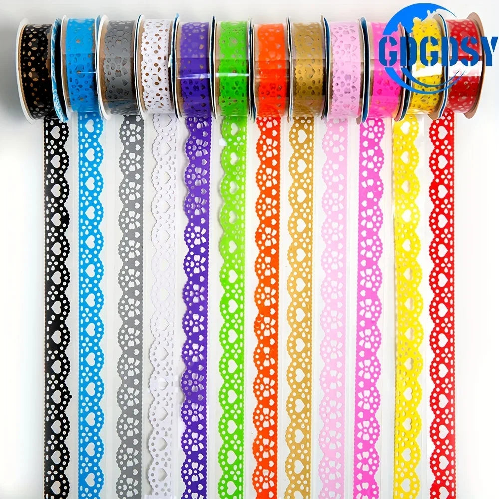 4-Roll Lace Decorative Tape Set – Self-Adhesive Geometric Pattern Decorative Craft Tape Axl