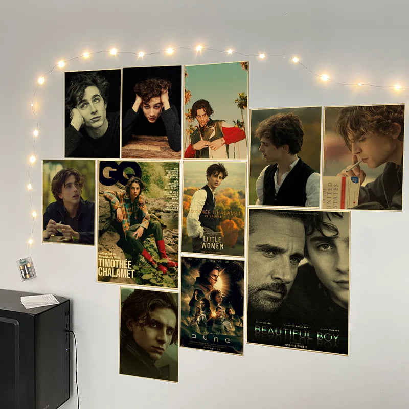 Timothée Chalamet Retro Kraft Paper Poster | Wall Art Print Wall Art Poster Axl