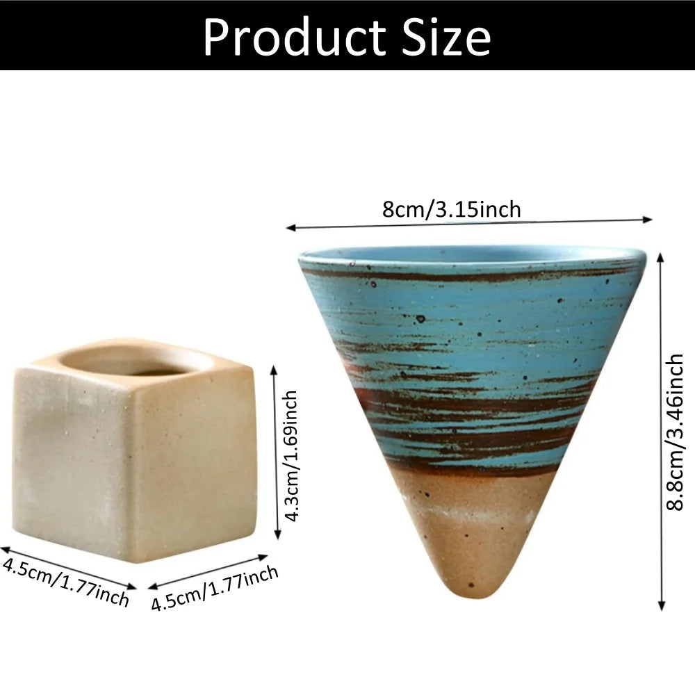 100ml Japanese Ceramic Coffee Mug – Triangular Cone & Square Base Ceramic Coffee Mug Axl