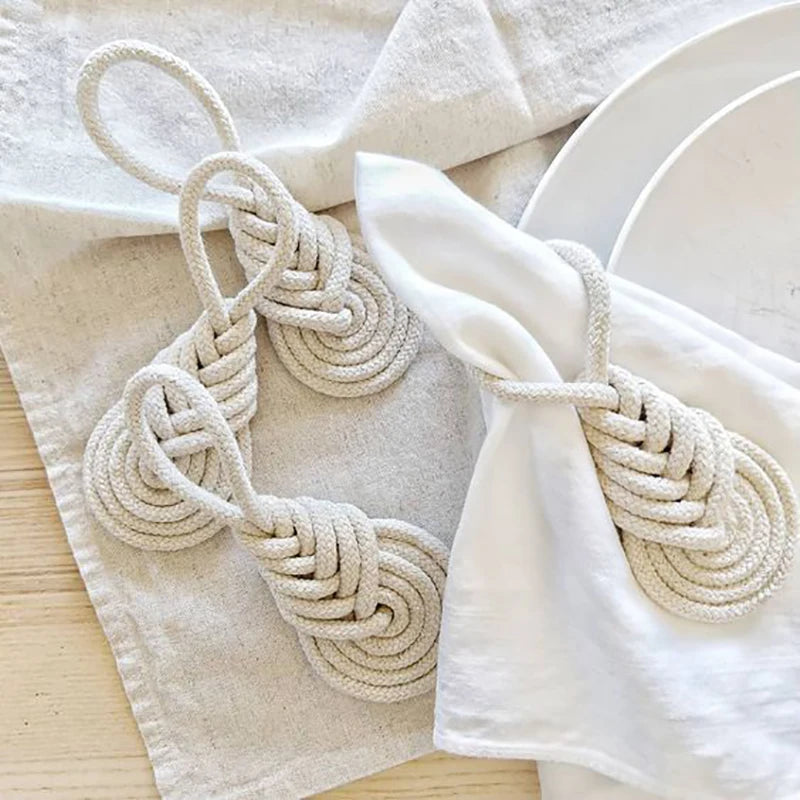 Cotton Rope Napkin Rings – Handmade European Table Decor (4 Pcs) Napkin Rings Axl
