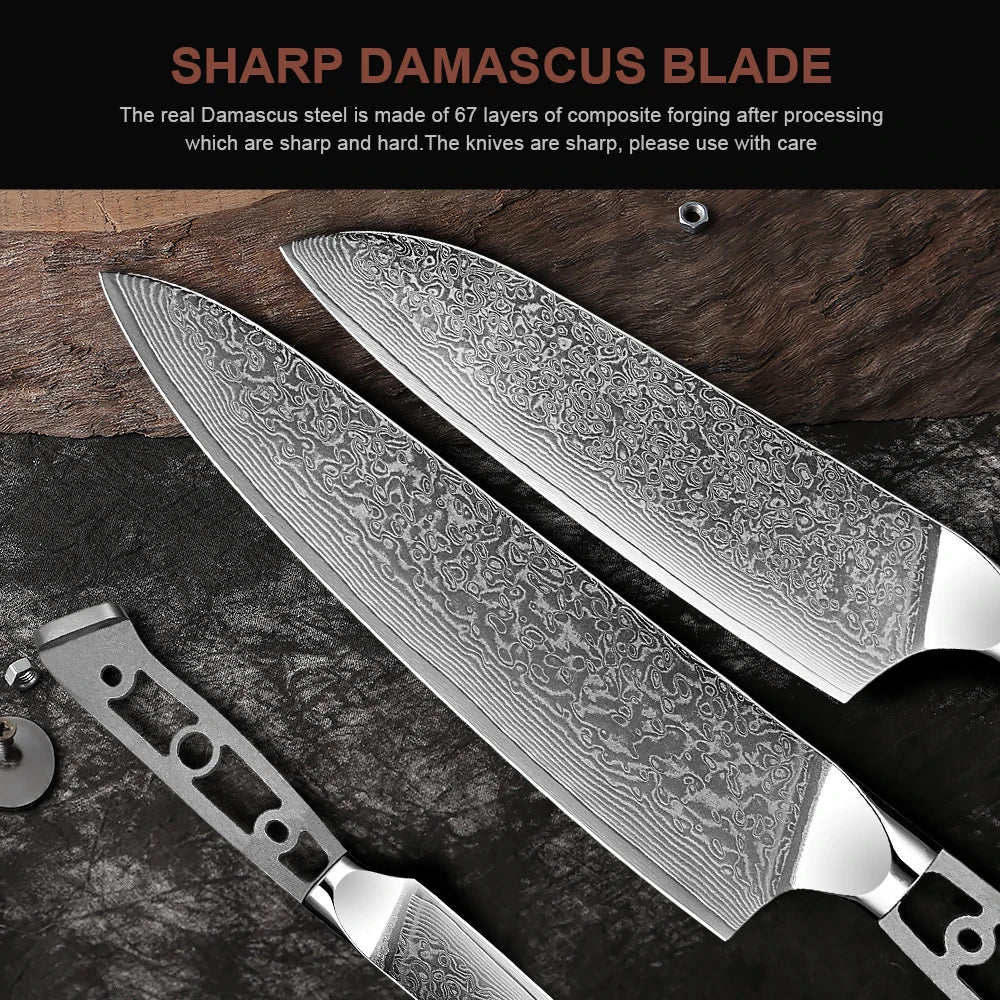 Damascus Steel Knife Blank Set – 8-Pc DIY Chef Knives | Xituo DIY Knife Blank Set Axl