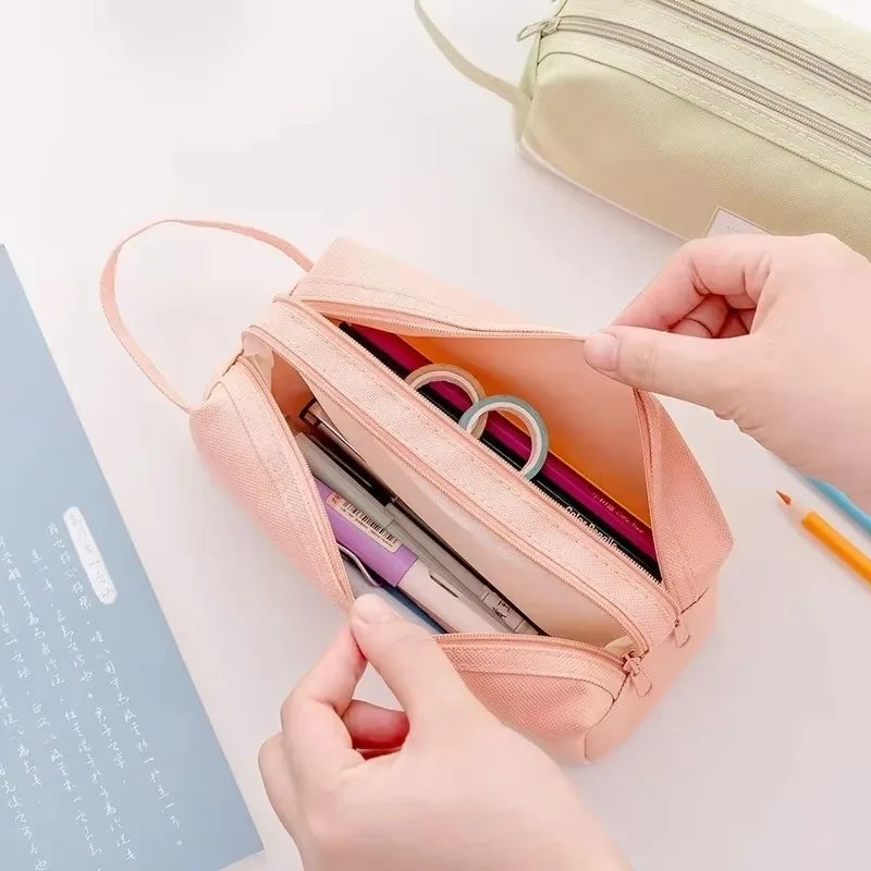 Large Capacity Pencil Pen Bag – Fabric Stationery Organizer Pencil Case Axl