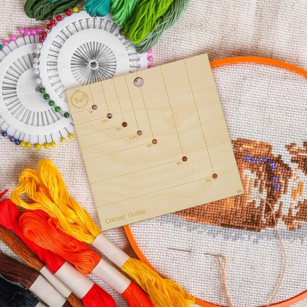 Wooden Cross Stitch Corner Gauge Template Set of 2 Embroidery Corner Gauge Axl