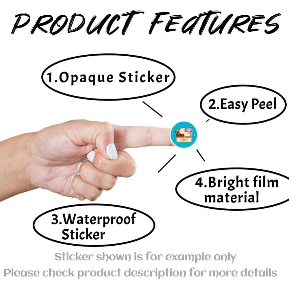 Ice Cream Self-Adhesive Stickers 180 Pcs – Party & Craft Seals Decorative Stickers Axl